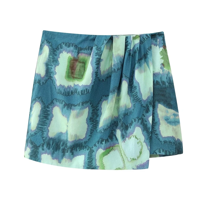 

Retro Fashion Printed Wrap-style High-waisted A-line Skirt Summer New Slim All-match Skirt
