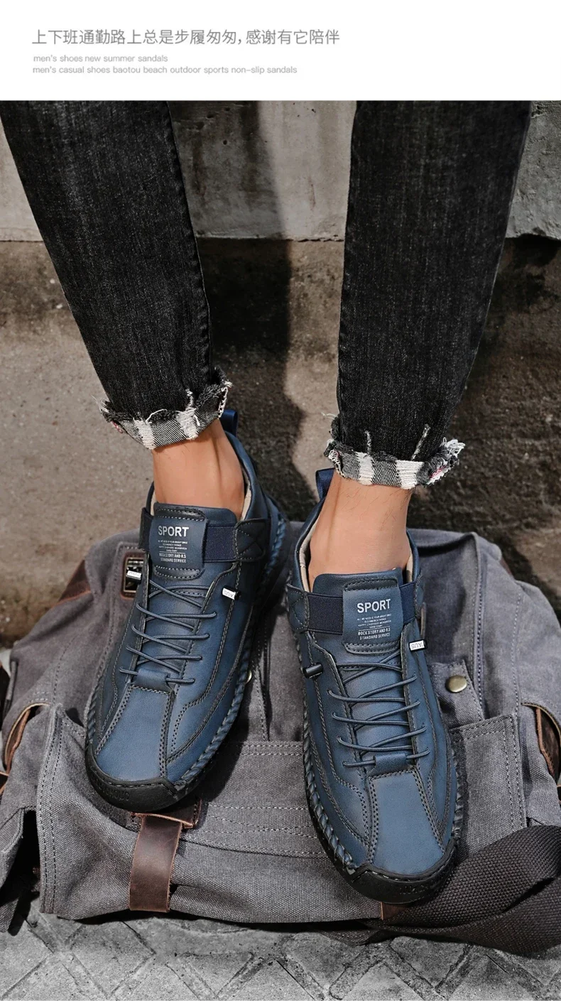 Sd766565b0c3840a3893ea6a2fac5fe079 Handmade Breathable Leather Men Shoes Comfortable Casual Sneakers Plus Size