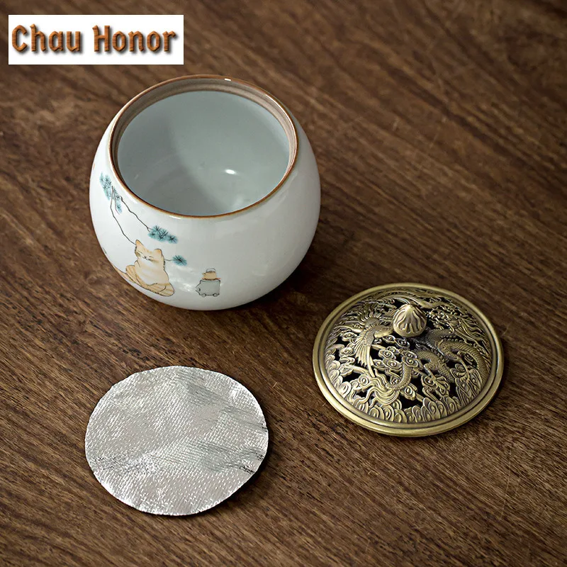 Ru Kiln Cat Art Incense Burner Burning Aromatherapy Furnace Household Indoor Zen Censer Burner Holder Home Decoration Crafts