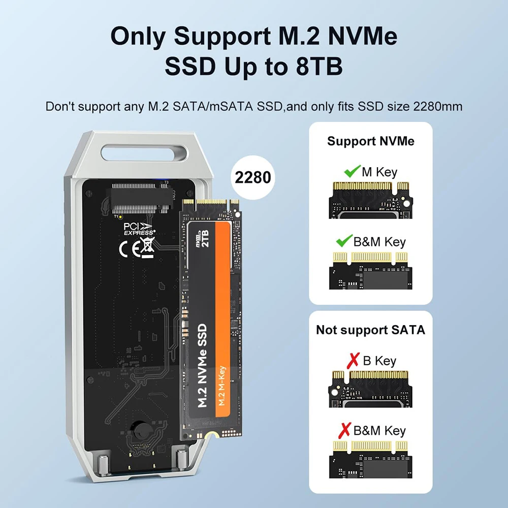 MAIWO 40Gbps NVMe M.2 SSD Enclosure USB4 Aluminum M2 External Case Compatible with 8Tb Thunderbolt 4/3 Type-C NVME M.2 SSD Case