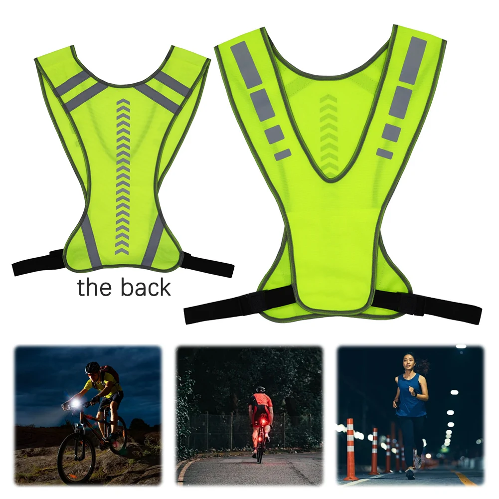 Reflective Safety Vest Motorcycle Safety Jacket Breathable Visible Reflective Vest Adjustable Reflective Running Vest for Outdoor Night Riding