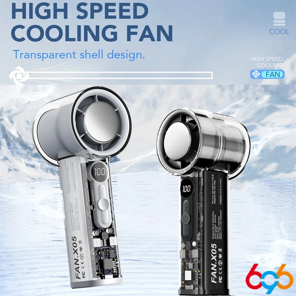 Refrigeration Portable Handheld Turbo Fan USB Rechargeable 100 Wind Speeds Mini Personal Fan handheld fan For Travel Camping Outdoor Indoor