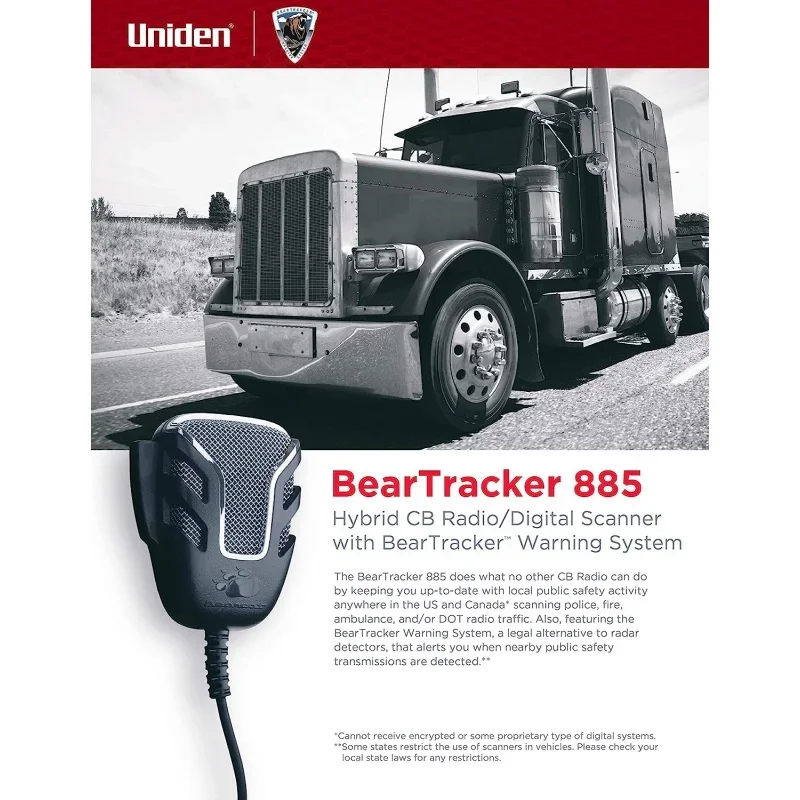 Uniden BEARTRACKER 885 Hybrid Full-Featured CB Radio Digital TrunkTracking Police/Fire/Ambulance/DOT Scanner w/ BearTracker Wa