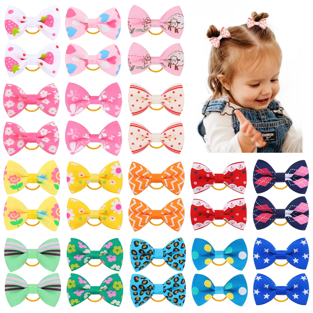 

10Pcs/Set Lovely Baby Bows Elastic Hair Bands Newborn Nylon Rubber Band Hair Rope Ponytail Holder Headwear Girl Hair Accessories