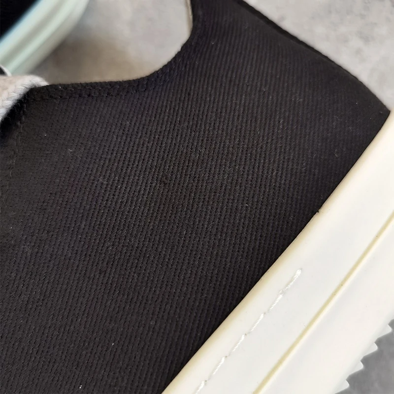 Men's Canvas Shoes Jumbo Shoelace Women's Sneakers Black Lace-up O-wen Low Top Men's Casual Shoes