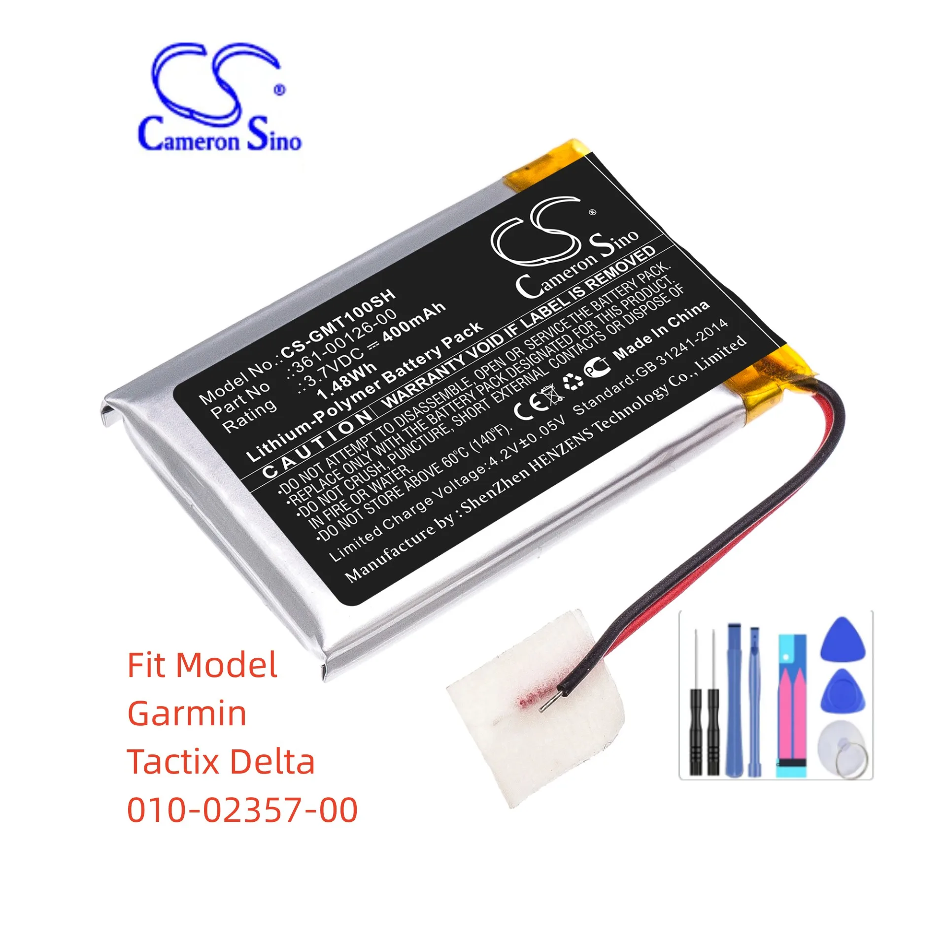 

Аккумулятор для смарт-часов Garmin 361-00126-00 Tactical x Delta 010-02357-00, емкость 400 мАч/Вт/ч, цвет черный, литий-полимерный