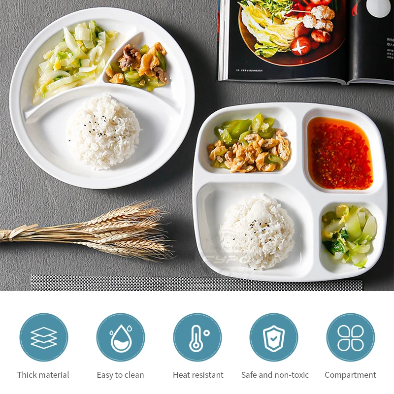 3/4/7-Grid Plates For Food Dinner Plates Dinnerware Dining Compartment Plate Serving Dishes Salad Kitchen Eco-friendly Tableware