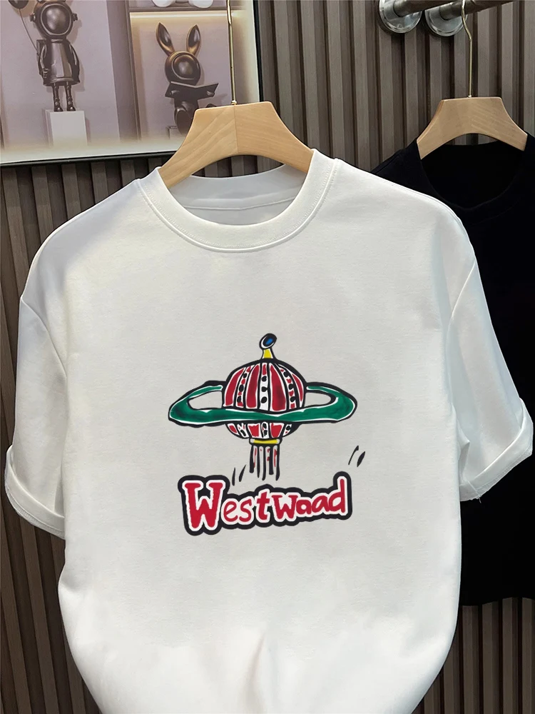 Summer Cotton Cartoon Color Printed Tide Brand Tee Loose American T-shirt Casual Round Neck Short Sleeve cotton short sleeved shirt