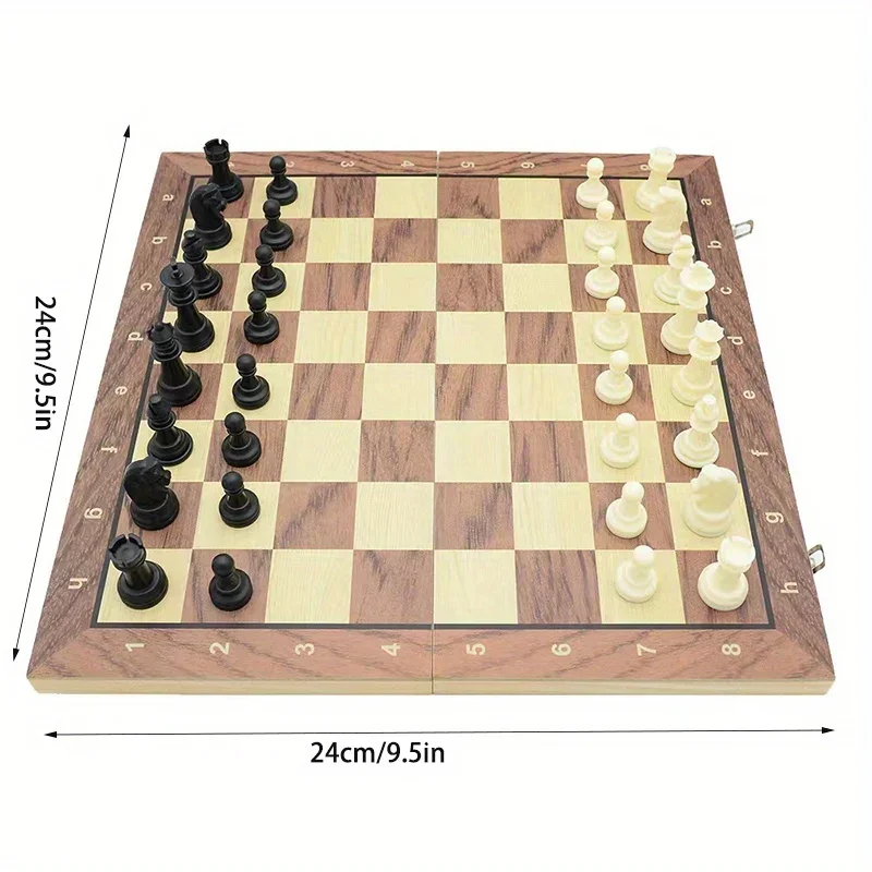 International Chess Folding Magnetic Wooden Chessboard Board Game Portable Kid Toy Portable Set