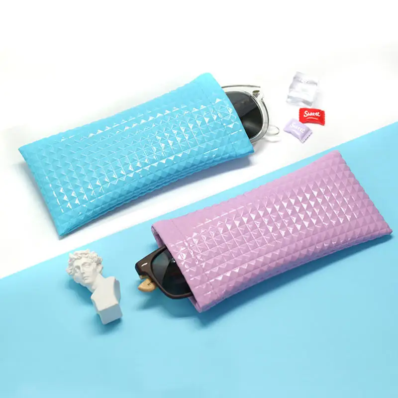 Candy Color PU Leather Sunglasses Bag For Women Men Glasses Case Wallet Storege Cases Portable Waterproof Glasses Storege Bags