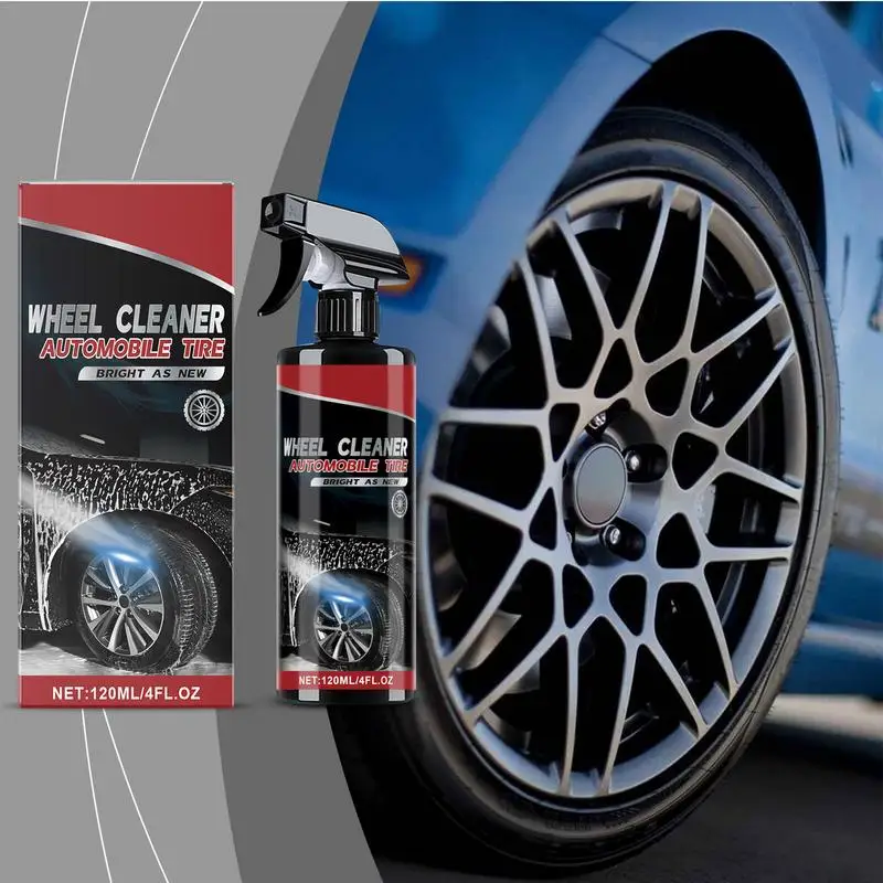 Car Tire Cleaner 120ml Auto Wheel Cleaning Spray Automotive Wheel Care Strong Cleaning Brake Dust Remover Car Detailing