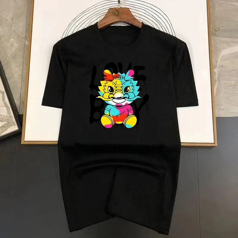 

Summer High Quality Cotton T-Shirt Fun Suitcase Rabbit Print Men's T-Shirt Crew Neck Breathable Top Modal Men's Short Sleeves