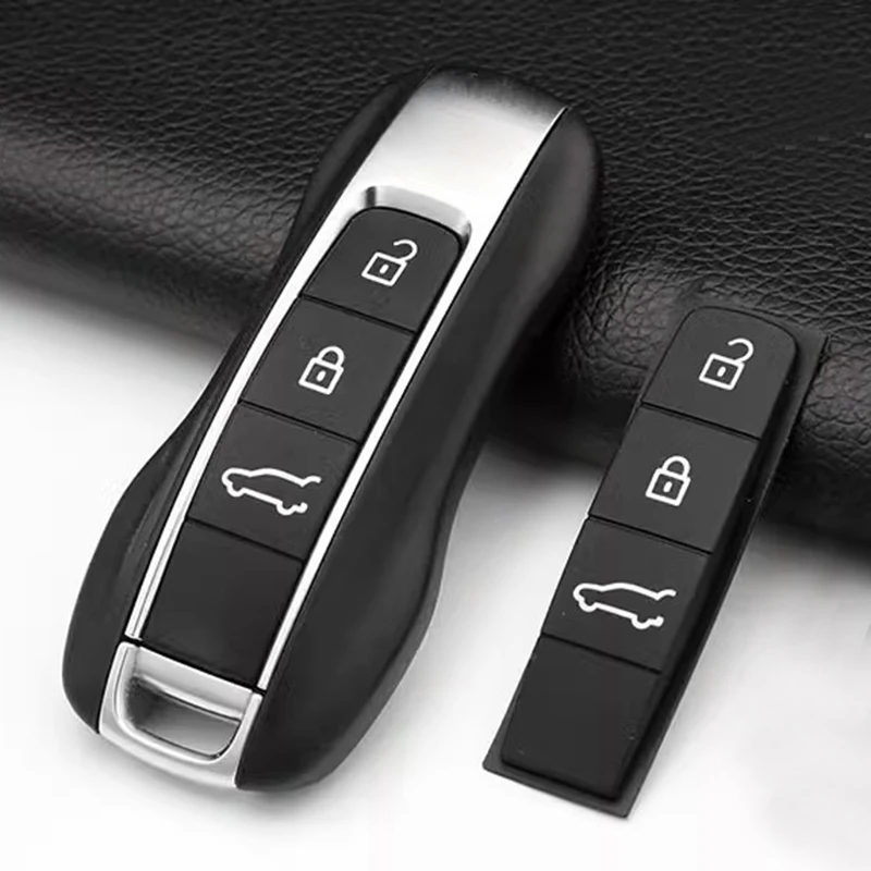 Car Key Case Rubber Pad For Porsche Cayenne Panamera Cayman Macan Boxster 718 911 Remote Control Key Button Replace