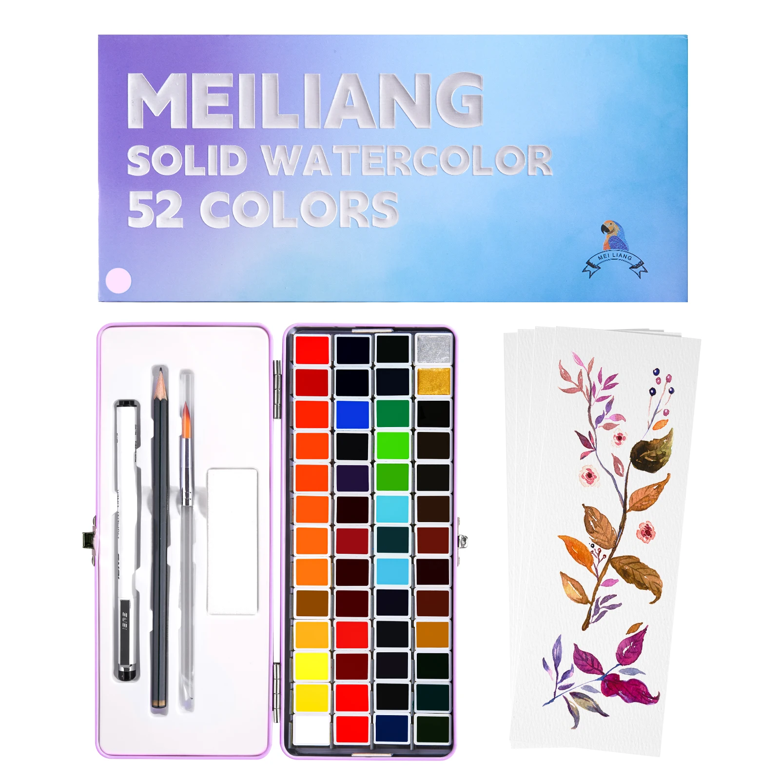 Watercolor Painting Set Watercolor Paint Watercolor Pigment MeiLiang Watercolor Paint Set 52 Colors Watercolor Pigment Art Supplies for Student Kid Beginner and Artist