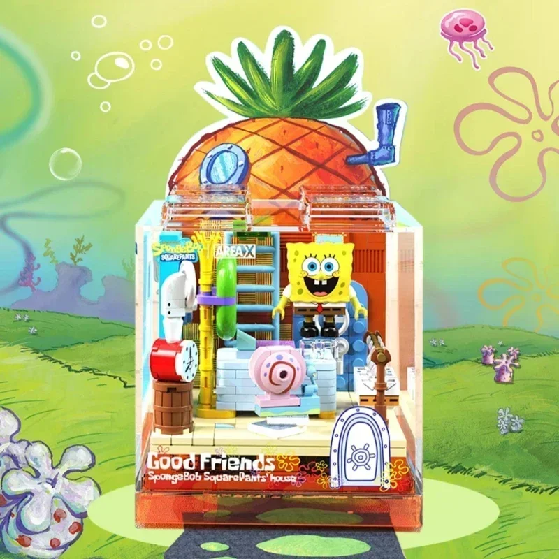 Spongebob Series Building Blocks Box Patrick Star Krusty Krab Squidward Tentacles Room Model Assembled Toy Ornaments kids Gift 3