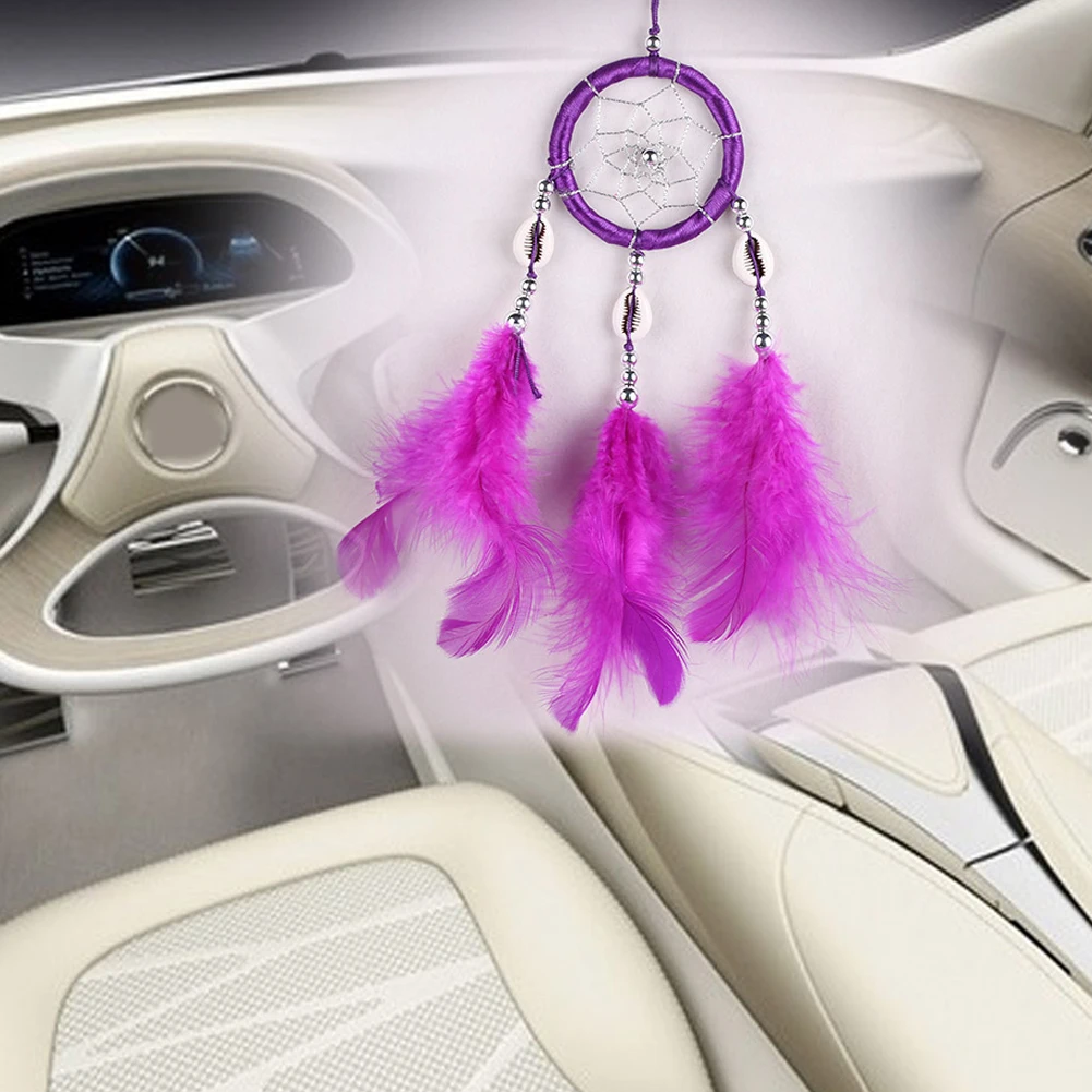 Hanging Circle Dream Catcher Crafts Ornaments Props Monocyclic Wall Decor Craft Round Shell Feather Bead Automobile Accessories