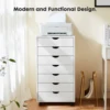 JHK 7 Drawer Storage Wooden File Cabinet with Wheels for Room Organizing