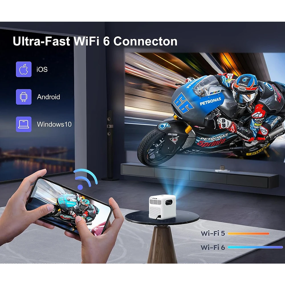 Wanbo NEW Projector Mozart 1 1080P Full HD WIFI 6 Auto Focus&Keystone 900 ANSI Lumens Smart Android 2+32GB Cinema TV