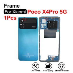 For Xiaomi Poco X4 Pro X4Pro 5G Middle Frame + Side Key And Back Rear Door Cover And Front Frame Replacement Parts