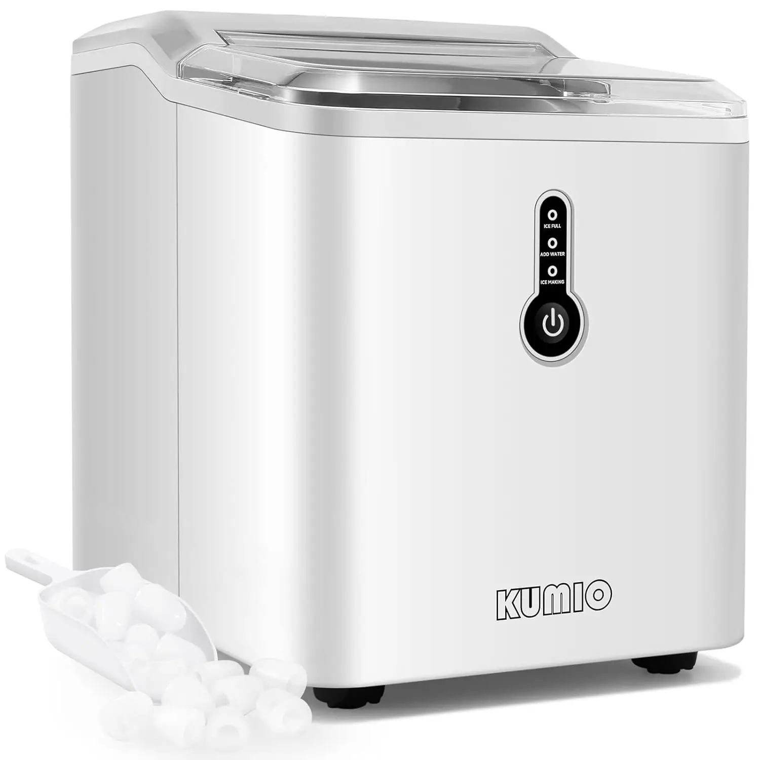 NEW Countertop Ice Maker, 9 Thick Bullet-Shaped Ice Ready in 6-9 Mins, 26.5 Lbs in 24Hrs, Portable Maker Machine White