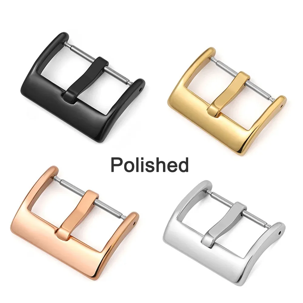 Multi-Size Stainless Steel Watch Buckle - Matte & Polished Finish in Black, Gold, Silver, Rose Gold