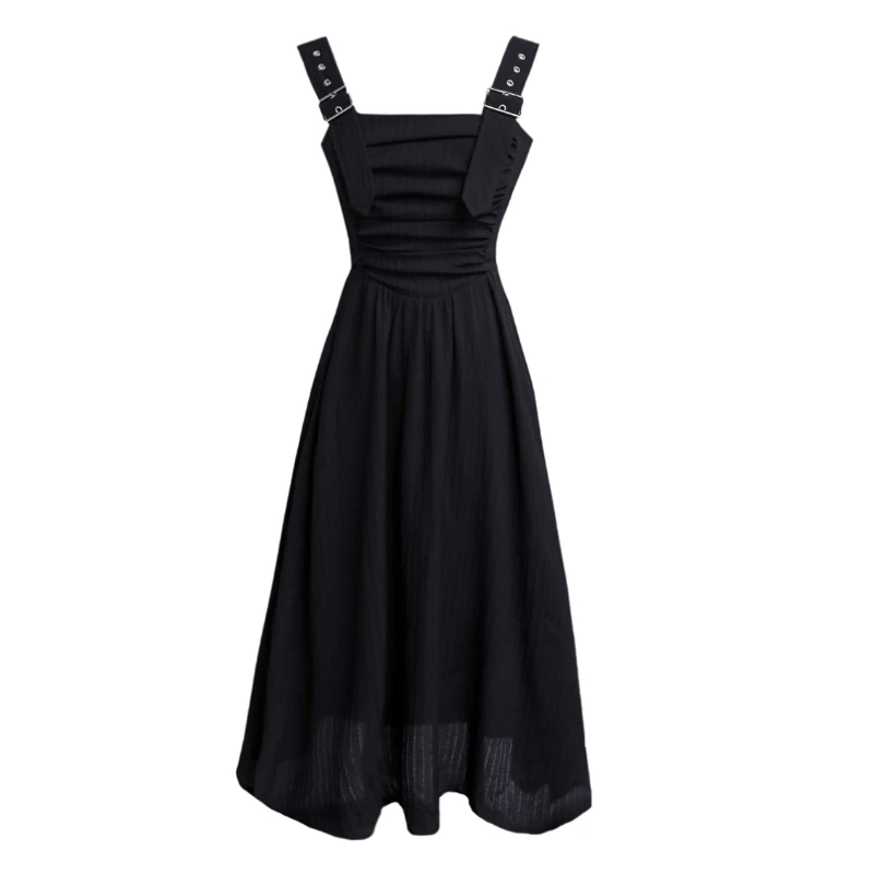 

Y2k Gothic Black Maxi Dresses for Women Korean High Waist Sleeveless White A-line Long Dress Ladies Fashion Birthday Party Robes