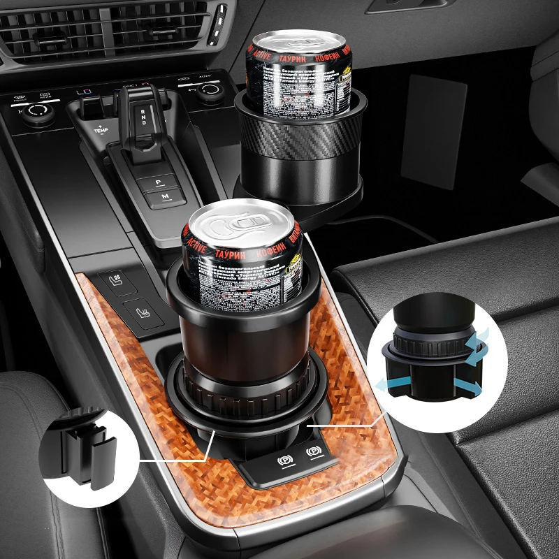 

Car Tray Cup Holder Adjustable Meal Tray Expanded Table Desk Organized 360 Rotatable Car Food Tray Cup Holder Auto Accessories