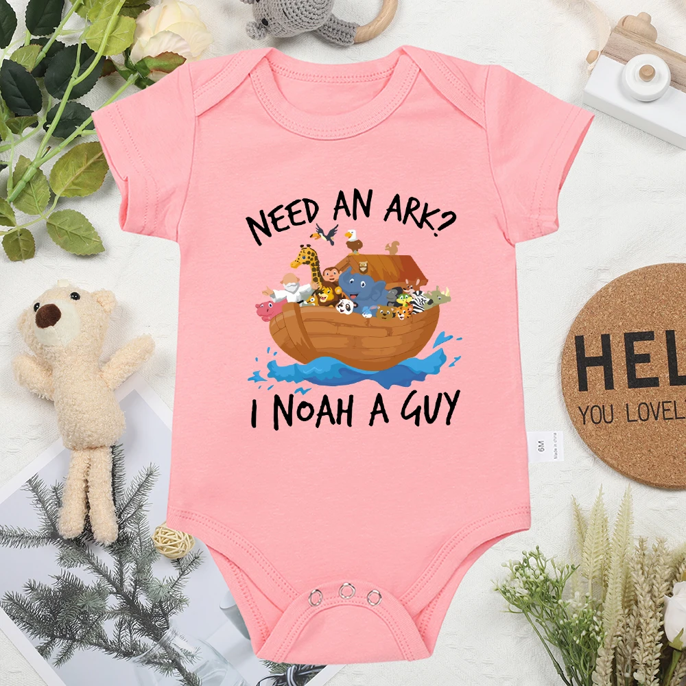 NEED AN ARK I NOAH A GUY  Baby Boy Girl Aesthetic Clothes Cotton Onesie Home Casual Infant Outfits Romper Soft Breathable 3