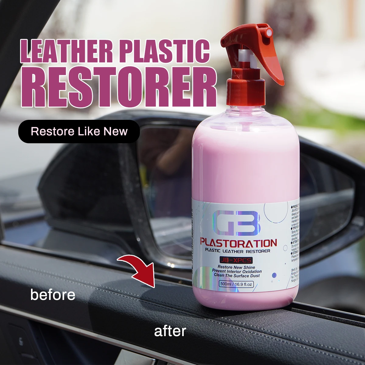 

Car Plastic Leather Restorer Spray Polish Cleaner Coating Agent Quick Coat Interior Detailer for Auto Protect G3 PLASTORATION