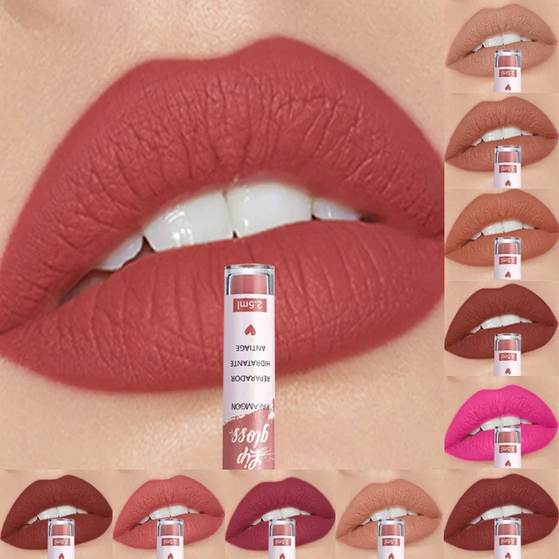 Rose Red Matte Liquid Lipstick Makeup Lip Glaze Moisturizing Waterproof Durable Lip Mud Non-stick Cup Lip Gloss Makeup Korean 3
