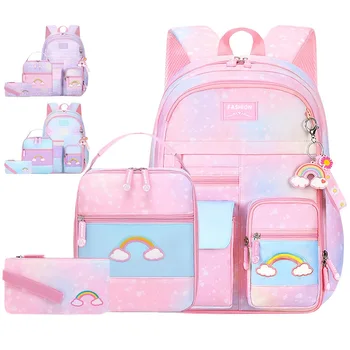 3pcs/set Kids School Backpack for Girls with Lunch Box Pencil Case Set Elementary Primary Middle High College School Bookbags 1
