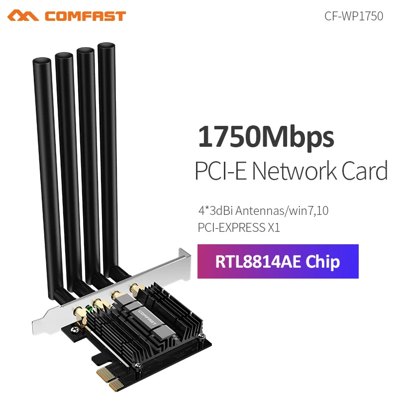 Adattatore Wireless Dual Band 2.4G E 5.8Ghz 1750Mbps Scheda Wifi Pci-E Con Supporto Antenna Omnidirezionale 4 * 3Dbi Mu-Mimo Win7/ 10