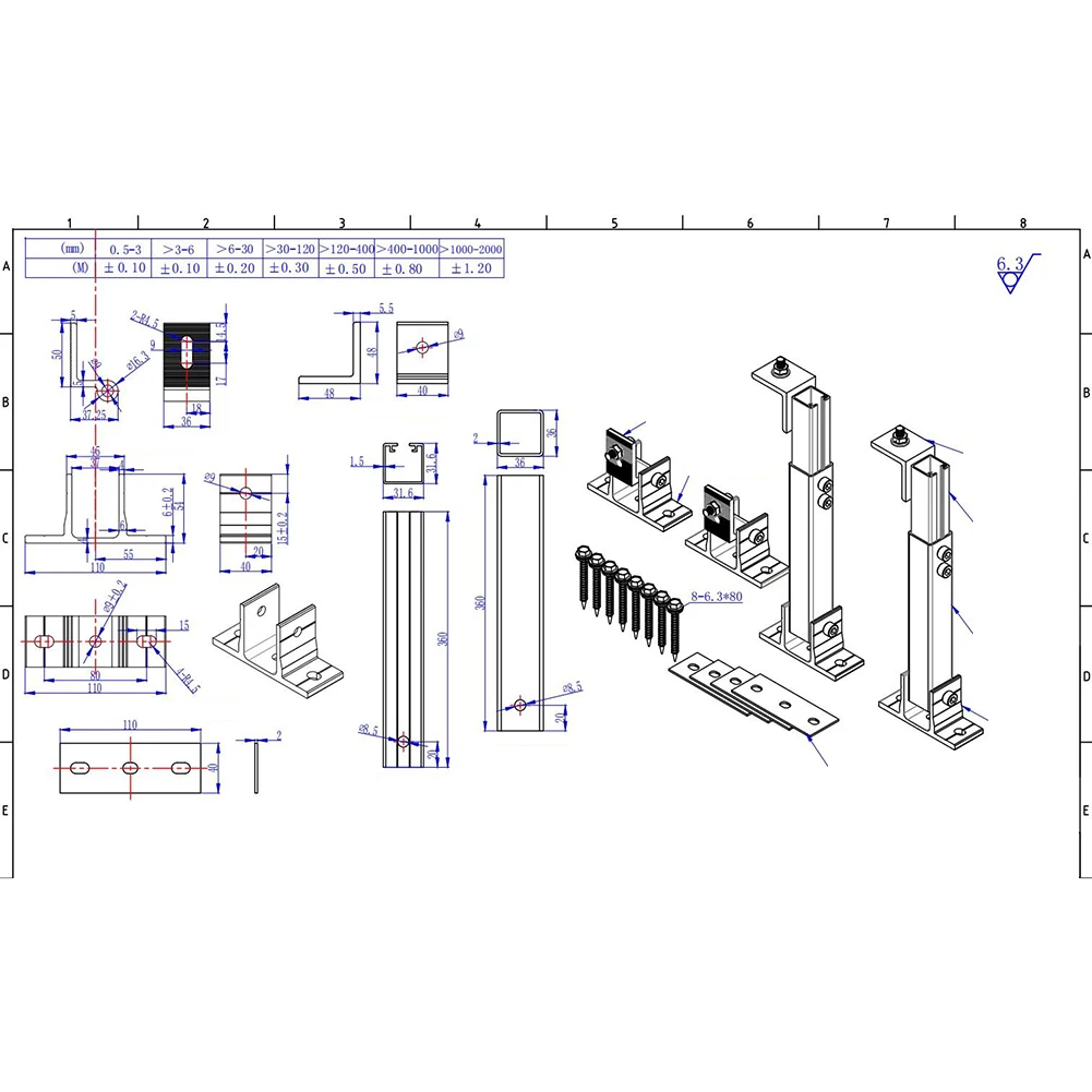 

Solar Panel Racking PV Mounts Photovoltaic Base Set Solar Mounting Bracket Solar Power Supplies Front And Rear Foot