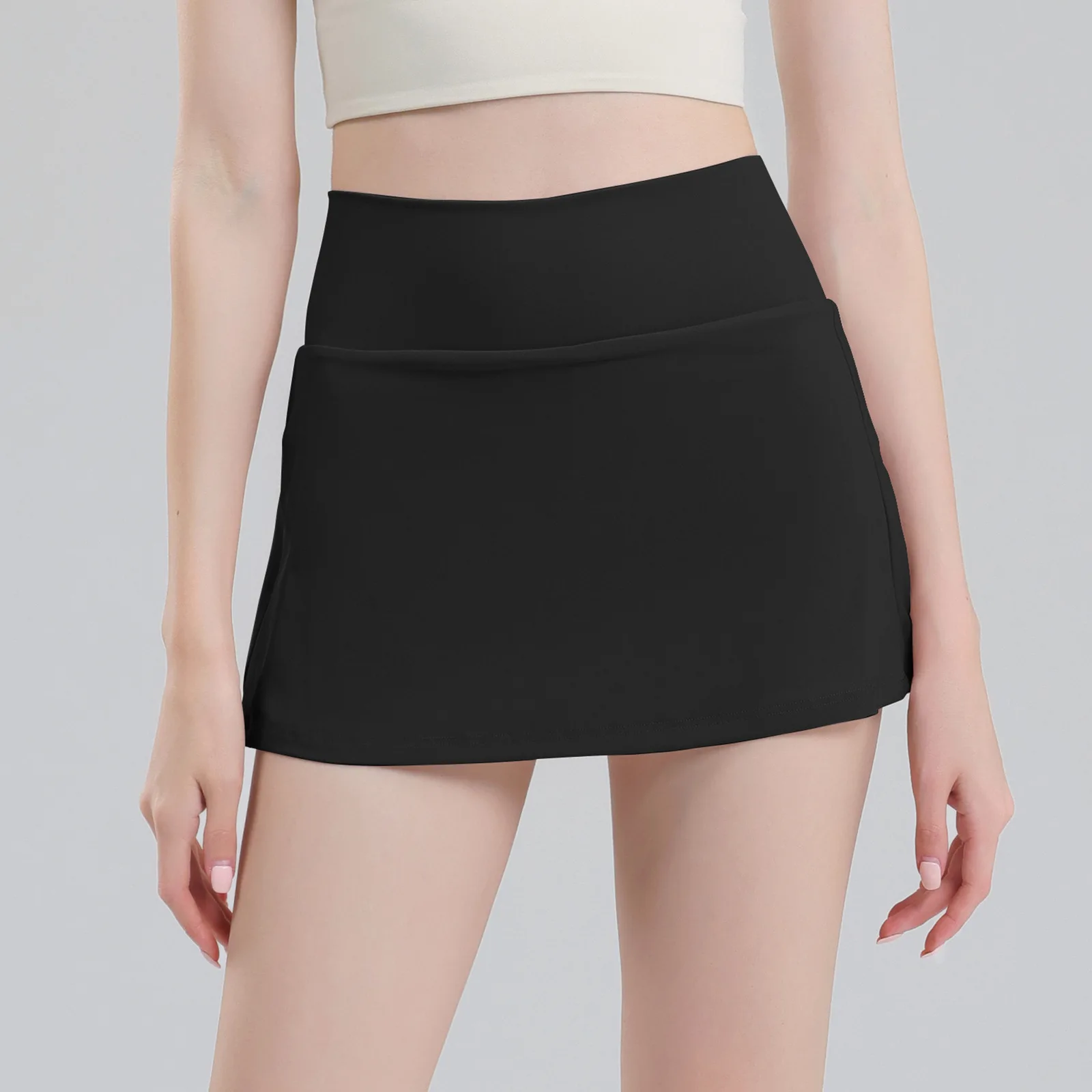 Sports Ice Feeling Women Anti Exposure Badminton Golf Tennis Skirts Fitness High Waist Running Athletic Double Layers Shorts