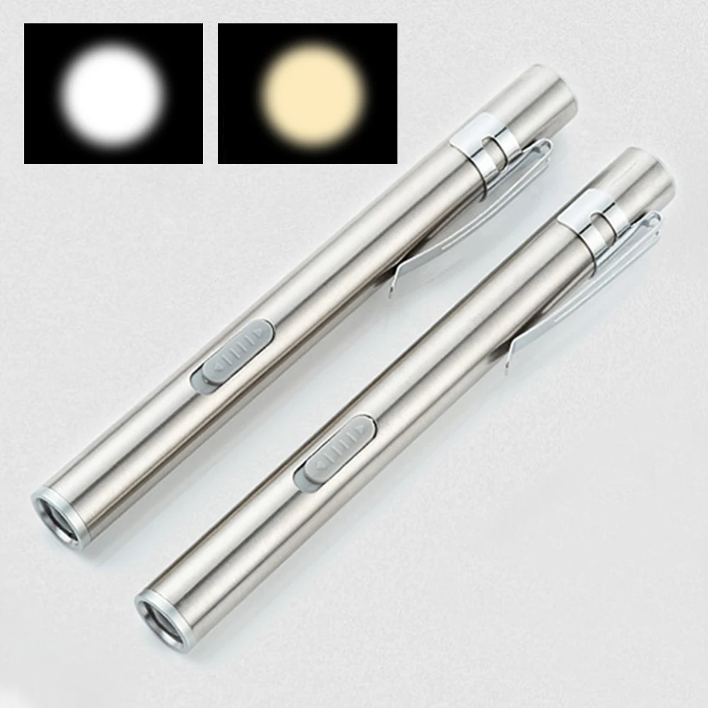 Portable USB Rechargeable Mini Nursing Flashlight Stainless Steel Pen Light Medical Pen Light Torch Lamp With Clip For Doctors led flashlight,mini flashlight,led flashlights,mini led flashlight,led torch light,medical light