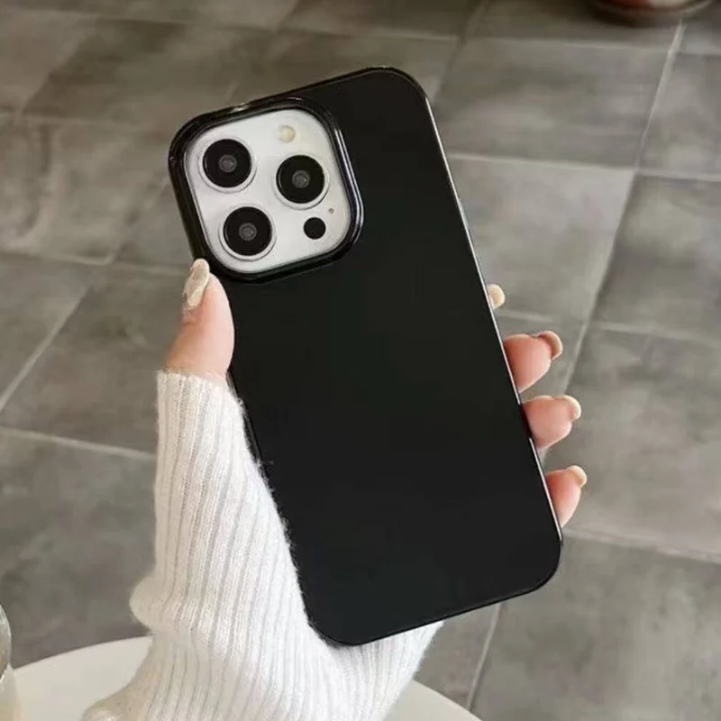 Soft Glossy Black Silicone Shockproof Phone Case with Bumper Protection