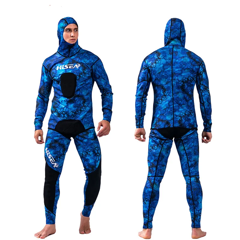 

3.5mm Camouflage Wetsuit Long Sleeve Fission Hooded 2 Pieces Of Neoprene Submersible For Men Keep Warm Waterproof Diving Suit