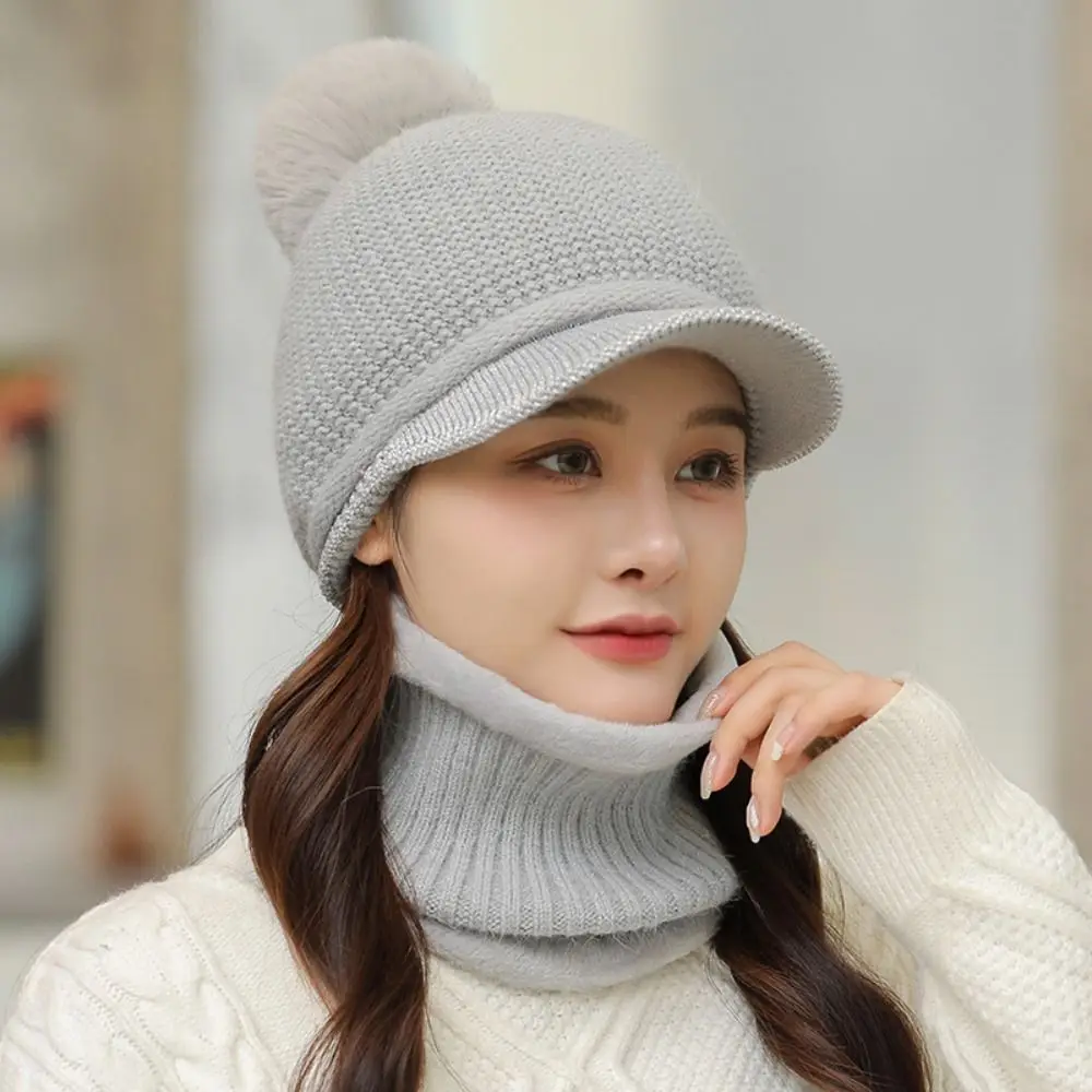 

Warm Knitted Hat New Korean Solid Color Earmuffs Cap Scarf Women