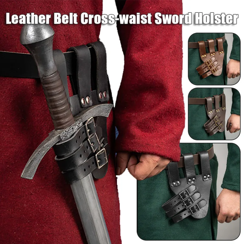 Leather Medieval Viking LARP Sword Belt Sheath Adjustable Scabbard Holder Warrior Knight Cosplay Accessory Rapier Holster Frog