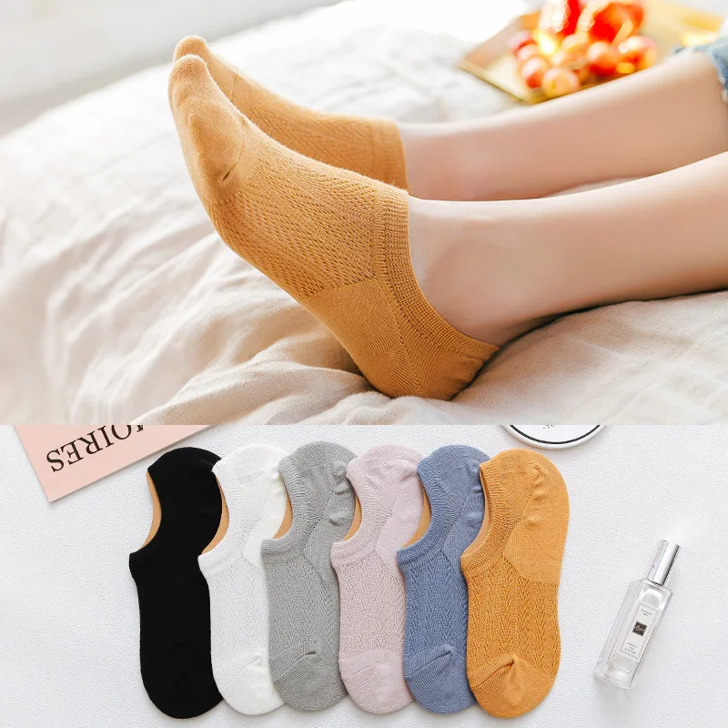 

Women's Socks Breathable Invisibility Socks Summer Thin Pure Cotton Sweat-absorbing and Deodorizing Silicone Non-slip Mesh