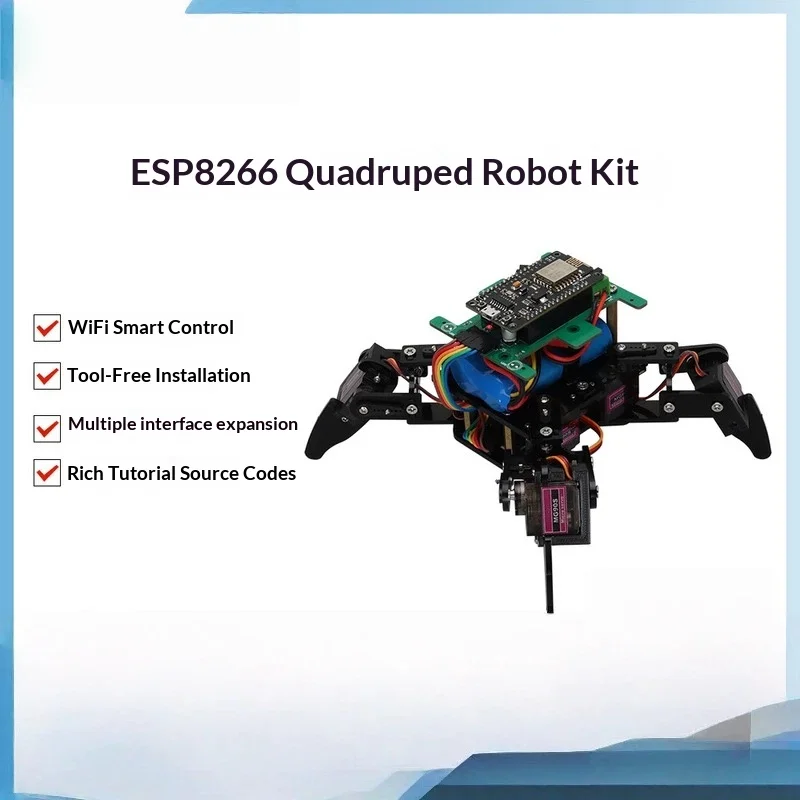ESP8266 아두이노 프로그래밍용 4족 로봇 키트 WiFi 제어 무용접 STEAM 교육용 학교 프로그래밍 키트