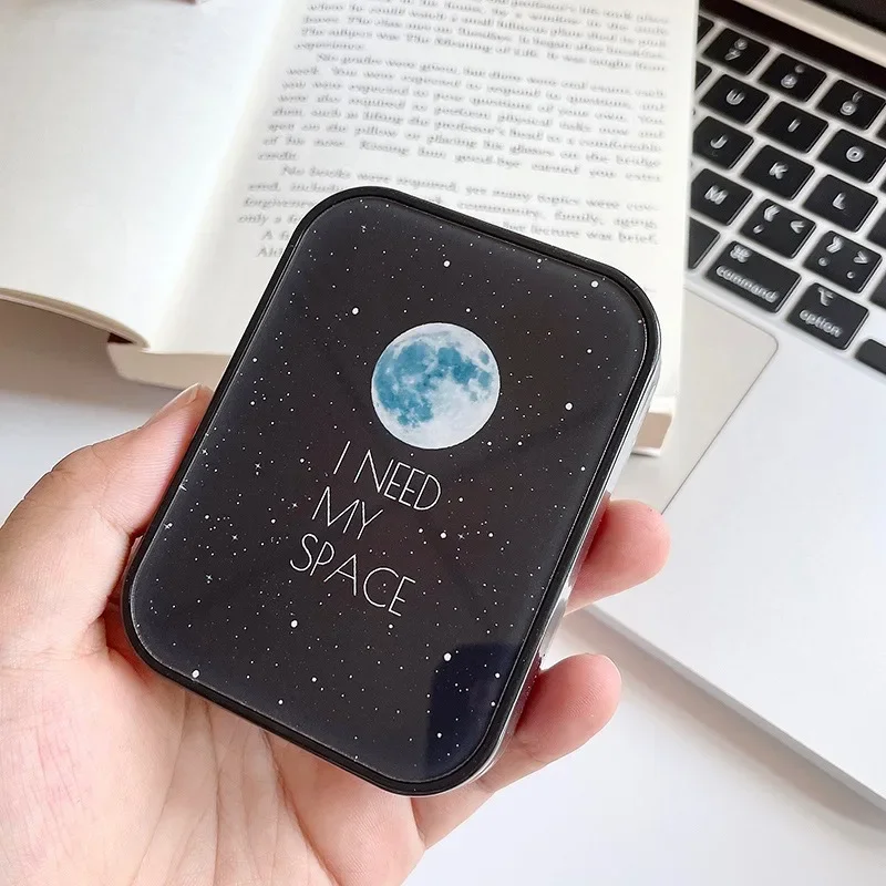 ContactLensCaseBlackandWhiteGalaxyMoonFutureSenseTwo