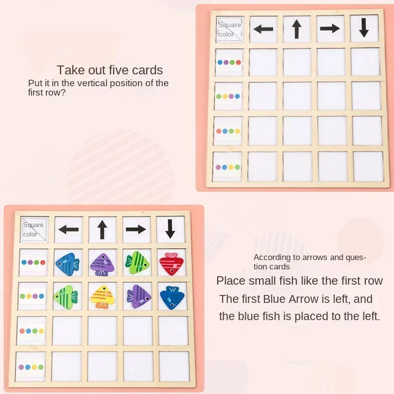 Children's Wooden Montessori Toys Kids Logical Thinking Training Direction Color Cognition Educational Battle Battle Board Game