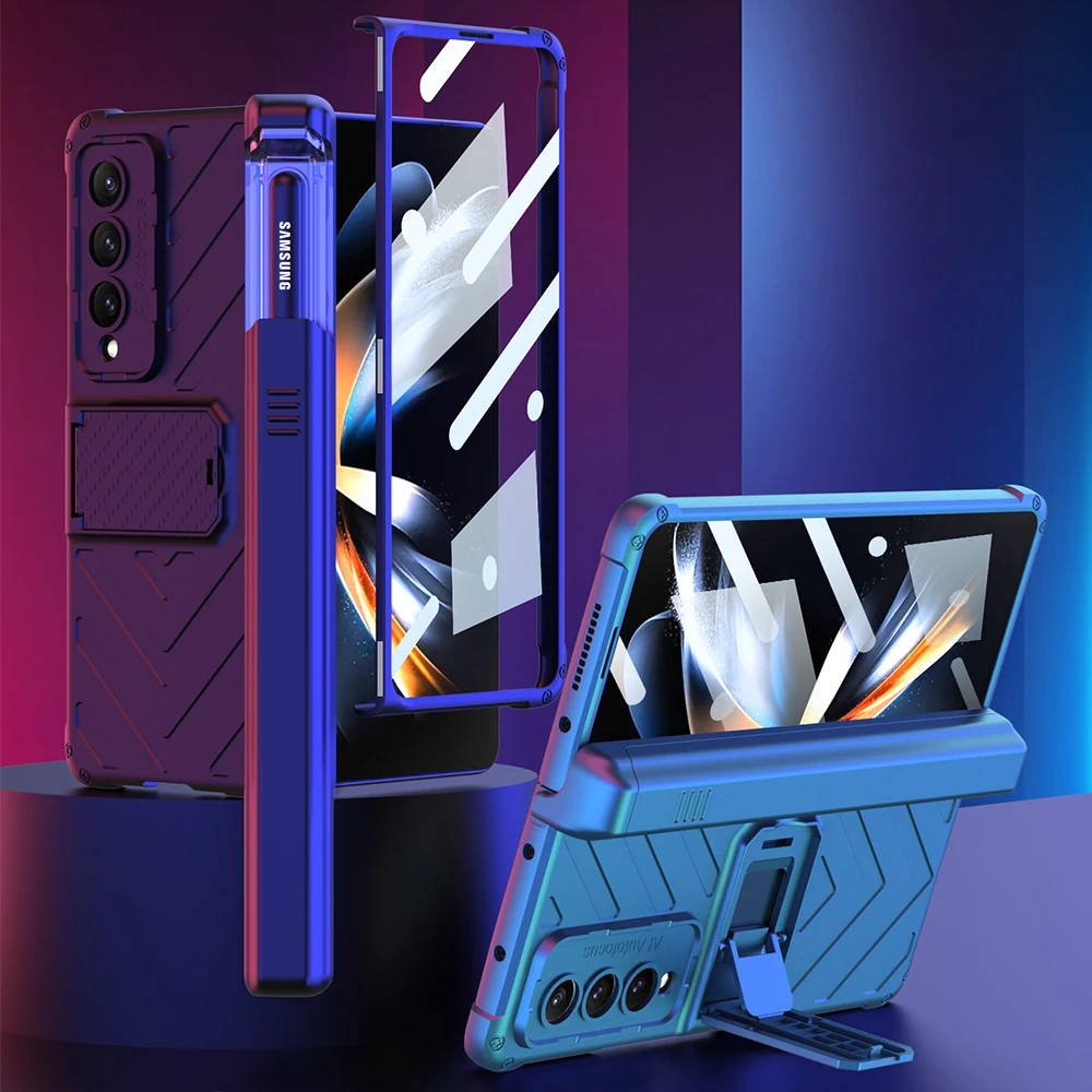 

Magnetic Hinge Protection Pen Holder Hard Armour Cover for Samsung Galaxy Z Fold 4 Case Fold4 5G with Screen Protector Bracket