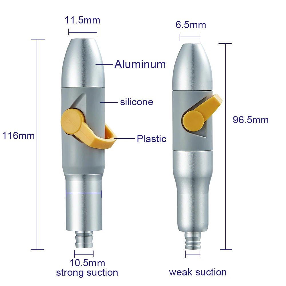 Alumínio Dental Saliva Ejector, Sucção fraca forte,