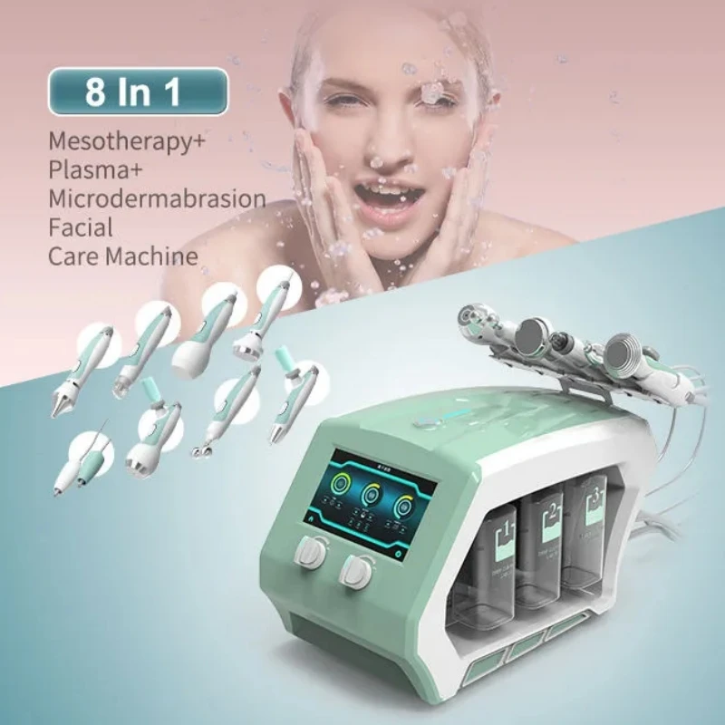 

8 In 1 Beauty Instrument Skin Cleansing Microdermabrasion Plasma Pen Wrinkle Removal Face Lifting Facial Beauty Machine