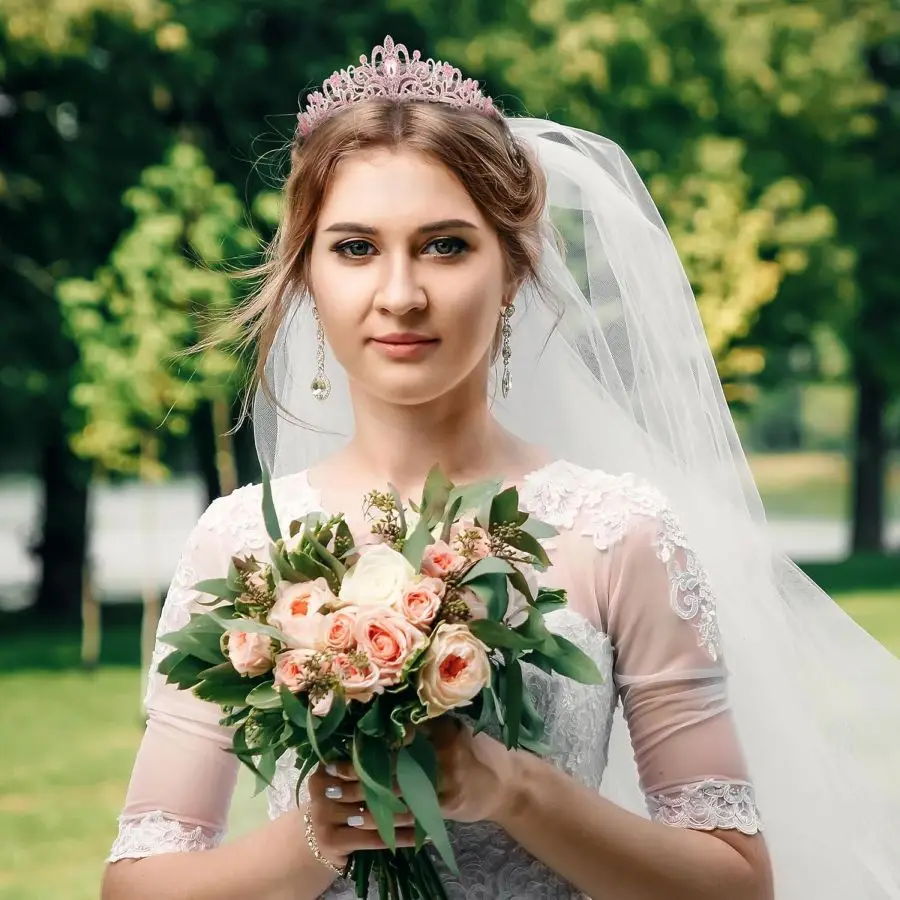 Hochzeits-Haartiara Kristall Braut-Tiara Krone Diadem Schleier Tiaras Haaraccessoires Kopfschmuck Geburtstag Frauen Mädchen – Detail 6