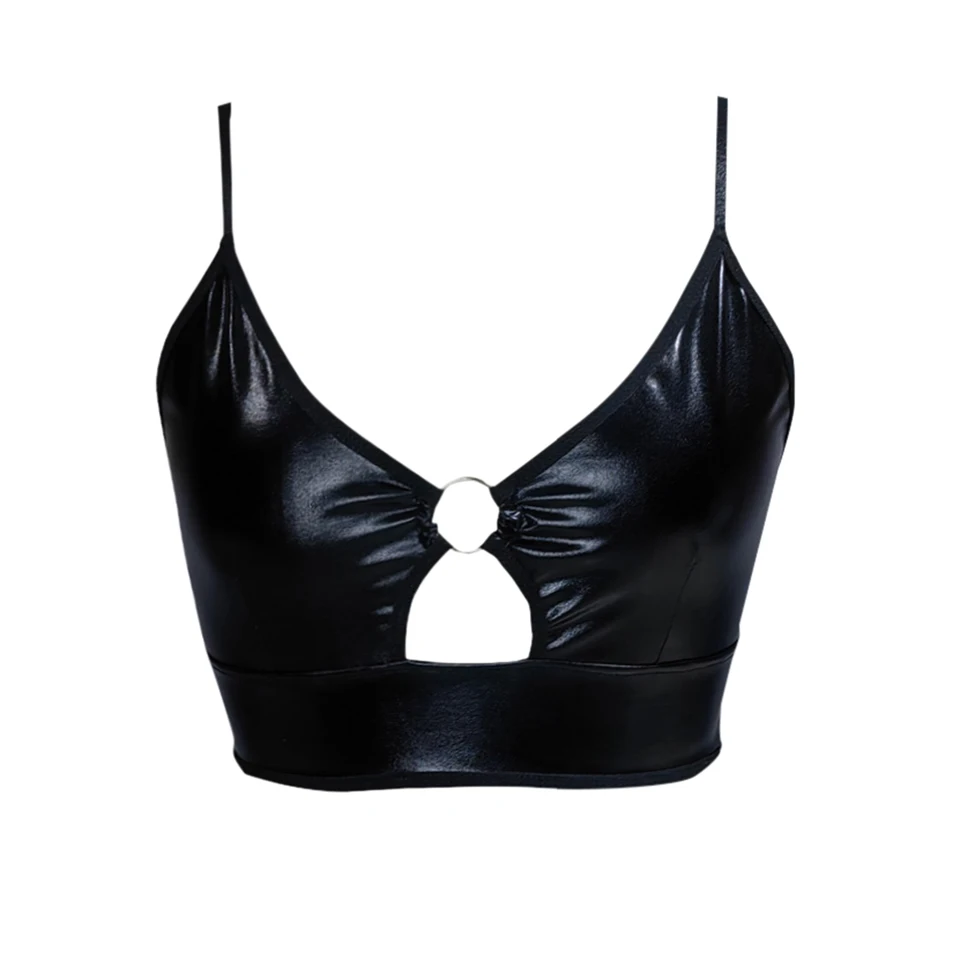 Glossy Leather Push Up Bralette for Women