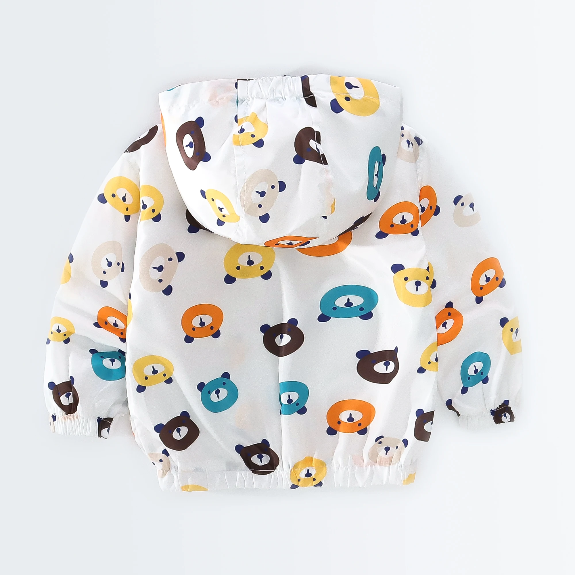 Spring and Autumn Boys' Sprint Suit Full Print Cartoon Bear Windproof Hooded Zipper Sprint Suit Jacket Outer Coat