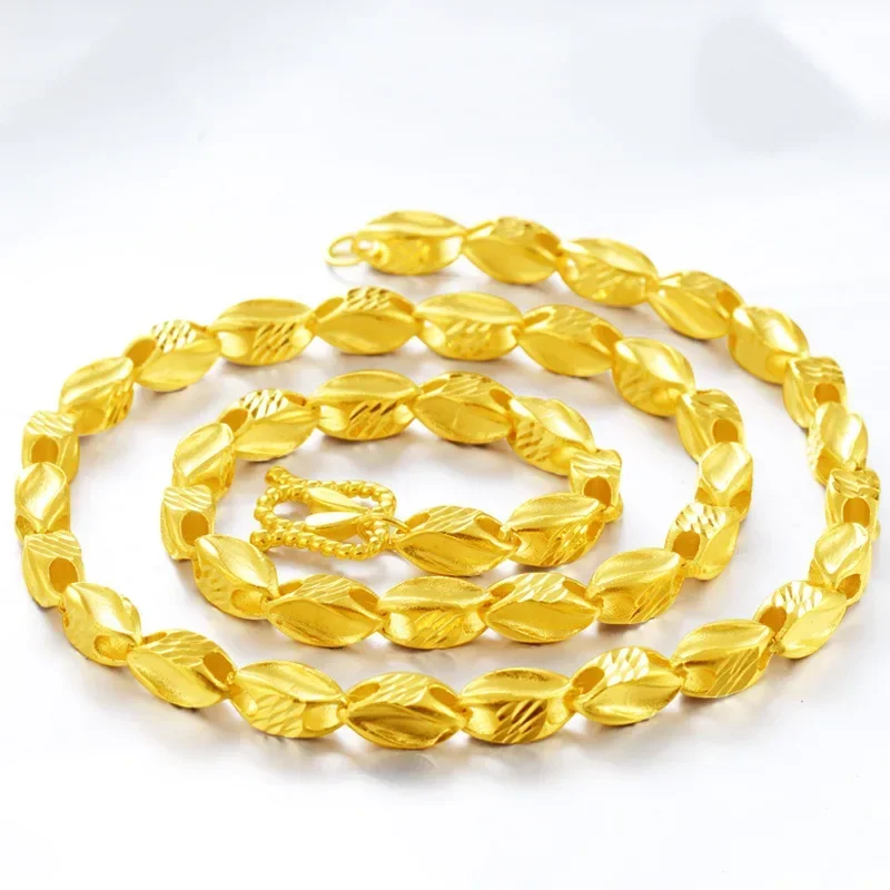 

Роскошное покрытое 24-каратным золотом ожерелье из пшеницы пескоструйное золотое ожерелье на свадьбу День рождения Изысканная бижутерия подарок